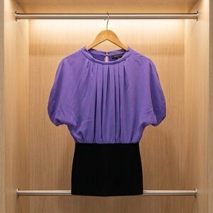 BCBGMAXAZRIA Vintage Y2K Colorblock Blouse Purple Black - Fits Small/Medium